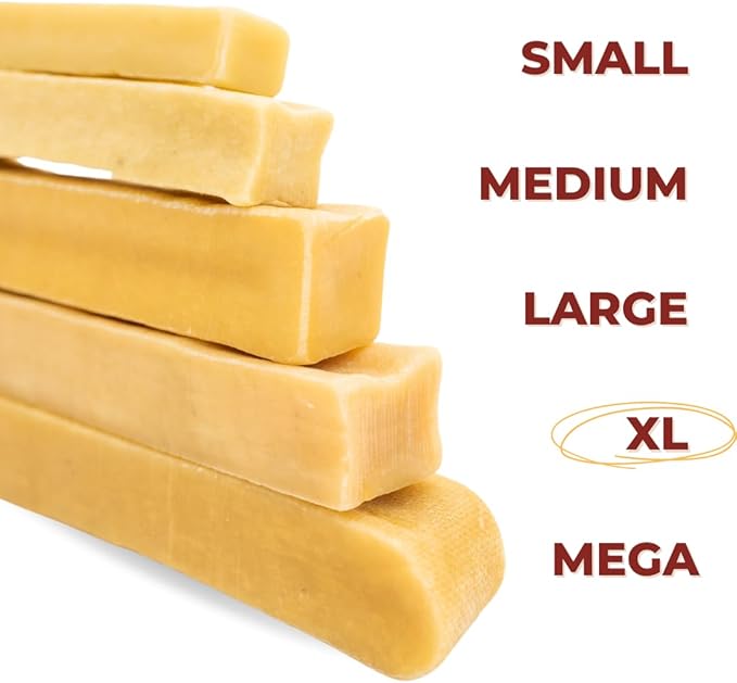 Bully Bunches Extra Large Authentic Yak Cheese Himalayan Chews for Large Dogs & Aggressive Chewers - All Natural Dog Treat Dental Chews, Made with Real Yak Milk - Lactose & Rawhide Free (2 PK)