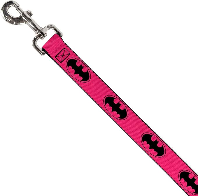 Buckle-Down Dog Leash Bat Signal 3 Fuchsia Black Fuchsia 4 Feet Long 0.5 Inch Wide, Multi Color (DL-WBM087-N)