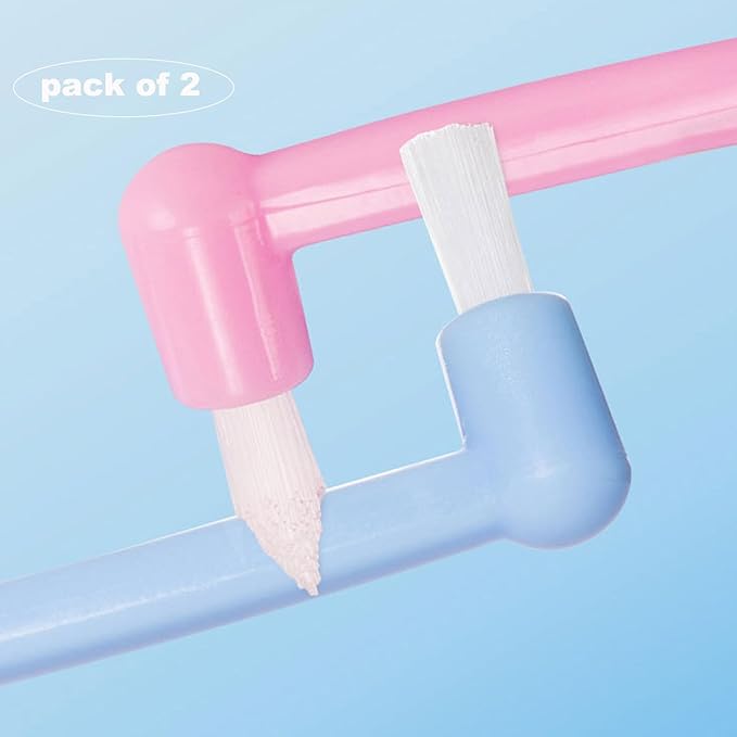3 Pack Cat Toothbrush with Mini Soft Head, Small Dog Teeth Deep Clean Dense Brush, Pet Safe and Effective Oral Care, Cat Tooth Brush Away Bad Breath(Pink, Blue)