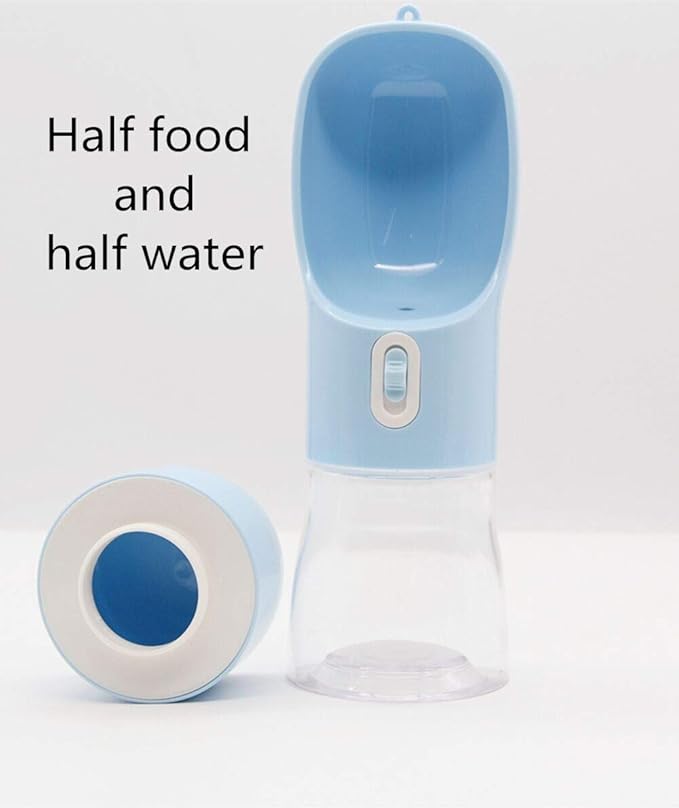 Outdoor Dog Water Bottle Dispenser - Leak Proof Water Bottle for dogs On The Go with Food Container Multifunctional Travel Dog Water Bottle(Blue)