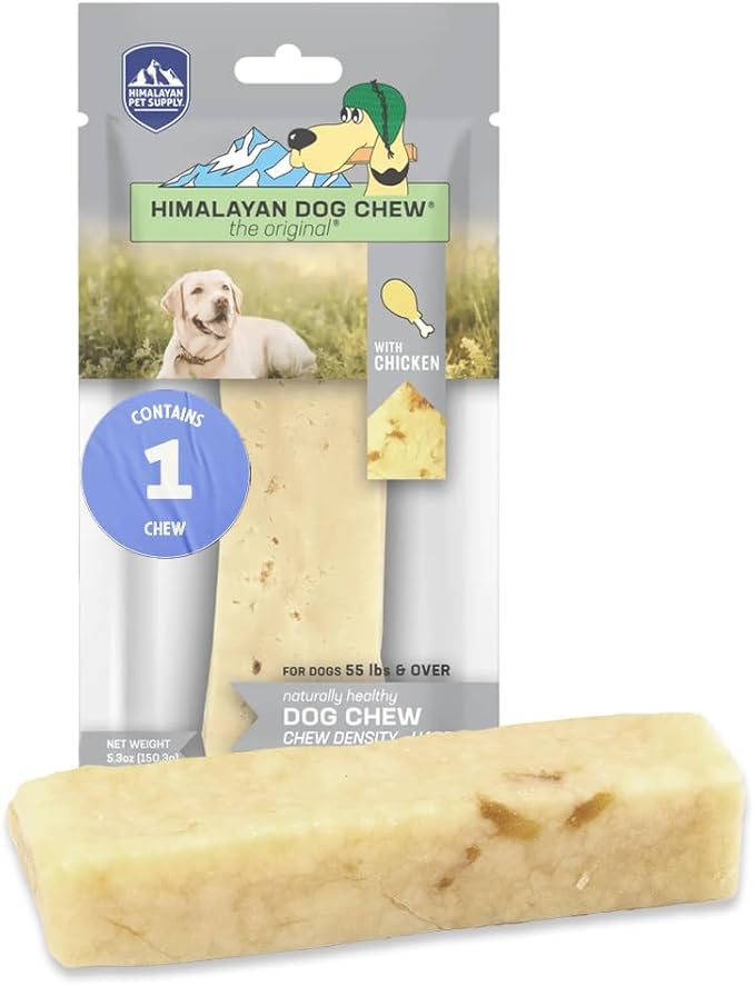 Himalayan Dog Chew Original Yak Cheese Dog Chews, 100% Natural, Long Lasting, Gluten Free, Healthy & Safe Dog Treats, Lactose & Grain Free, Protein Rich, Large, Dogs 65 Lbs & Smaller