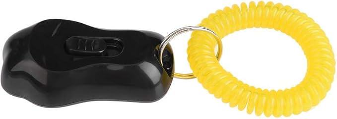 Yosoo Clicker Dog Training, Adjustable 3 Gears Pet Dog Training Clicker Shaped with Wrist Strap for Cats Birds(Black)