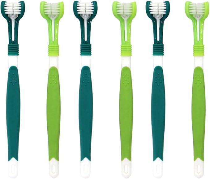 Mipcase 6pcs Dog Toothbrush, Triple Head Cat Toothbrush Cleaning Pet Dental Care Gentle dog tooth brushing kit for Dog Cat Teeth Cleaning