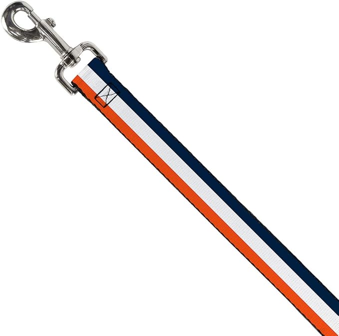 Dog Leash Stripe Navy White Orange 6 Feet Long 0.5 Inch Wide