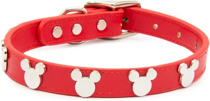Buckle-Down Dog Collar, Disney, Mickey Mouse Head Silhouette Charms, Small 8 to 12 Inch Length 0.5 Inches Wide