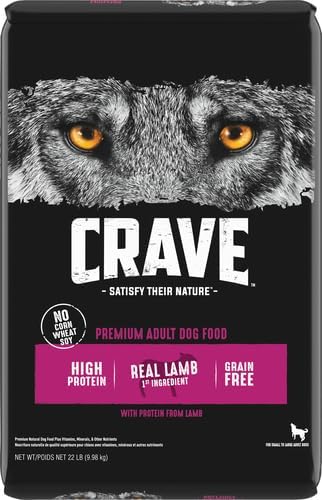 CRAVE Grain Free High Protein Adult Dry Dog Food with Lamb, 22 lb. Bag