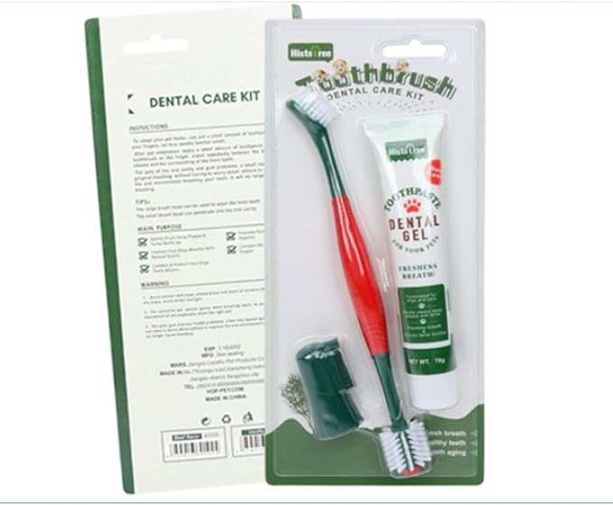 Pets Toothbrush Kit,3 Pieces Set with Toothpaste Fingerbrush and Toothpaste,Teeth Cleaning for Cat and Dog Pet Oral Care Fresh Toothbrush Beef Flavor Tooth Brushing Kit for Puppies Kitten