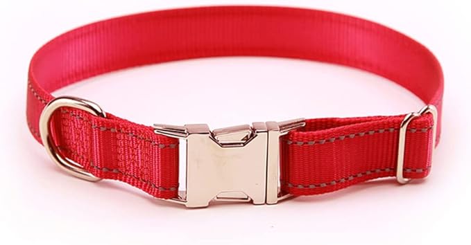 Love Dream Reflective Dog Collar with Metal Buckle, Adjustable Safety Nylon Dog Collars with Heavy Duty Quick Release Buckle for Small Medium Large Dogs, Pet Collar with ID Tag Ring