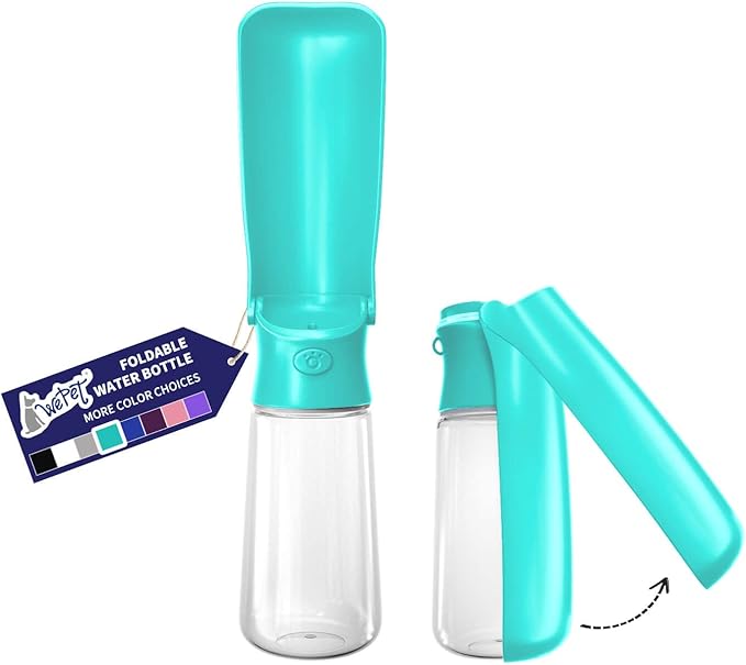 WePet Foldable Portable Dog Water Bottle Puppy Water Dispenser with Drinking Feeder, 19 OZ, High-temperature Resistant Leak Proof for Pets Outdoor Walking, Hiking, Travel, Food Grade Plastic BPA Free