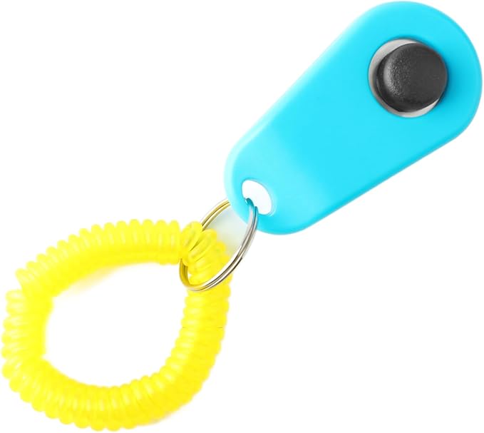 Dog Training Clicker, Lightweight Pet Training Clicker with Finger Ring and Wrist Strap, Clicker for Pets Cats Puppy Birds Horses, Perfect for Behavioral Training (Sky