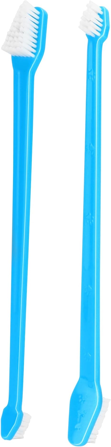 QWORK Double-Headed Pet Toothbrushes for Dogs and Cats, 8.66" Length, Soft Nylon Bristles, Blue, Dental Care Cleaning Kit for Pets, 200 Pcs