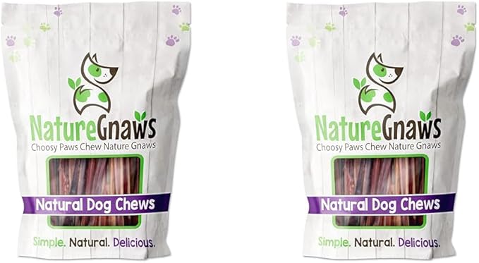 Nature Gnaws - Hide Sticks for Dogs - Premium Natural Beef Dental Bones - Long Lasting Dog Chew Treats for Aggressive Chewers - Puppy Training Reward (Pack of 2)