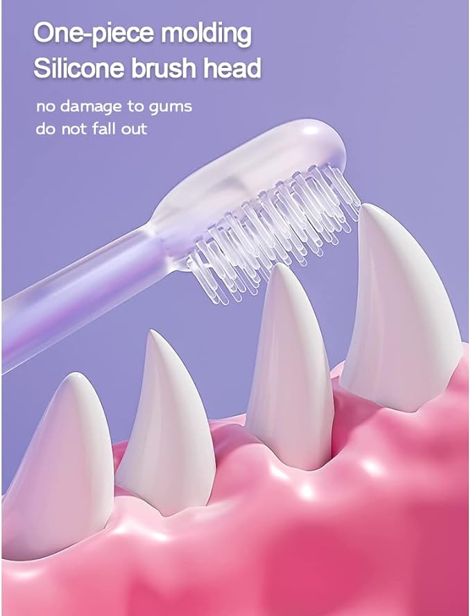 360 Degree Dog and Dat Toothbrush with Tongue Cleaner, Pet Silicone Toothbrush and Cat Toothbrush Kit, Comes with a Storage Cup, Suitable for Small and Medium-Sized Dogs, Cats, Ferrets, and Dutch Pigs