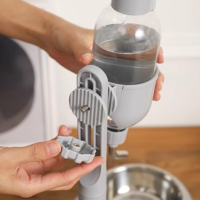 500ml Pet Standing Water Dispenser Bowl, Food Feeder Bowl with Detachable Pole Automatically Feeding Water