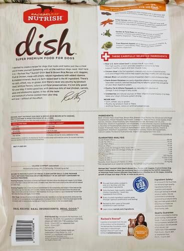 Rachael Ray Nutrish Dish Premium Dry Dog Food, Beef & Brown Rice Recipe with Veggies, Fruit & Chicken, 11.5 Pound Bag