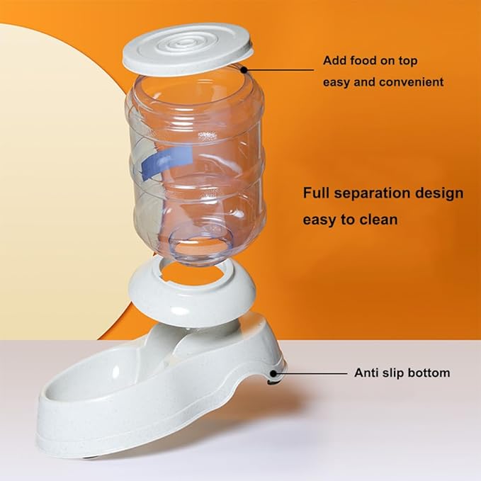 Automatic Pet Feeder and Water Dispenser Gravity Feeder and Waterer Set, 3 Gallon/11L Water Large Capacity,12 Pound Food Capacity