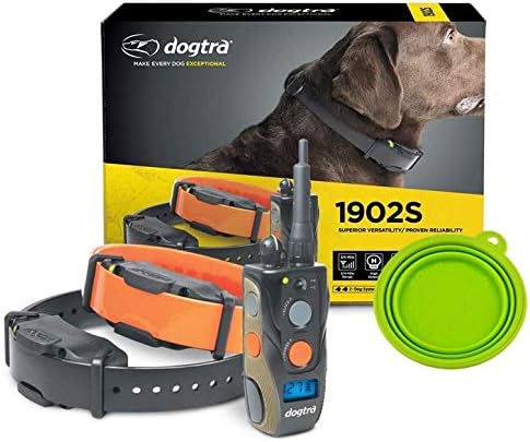 Dogtra 1902S E Collar - 2 Dog, 3/4 Mile Remote Trainer with LCD Screen - Fully Waterproof Collar - includes eOutletDeals Collapsible Pet Travel Bowl