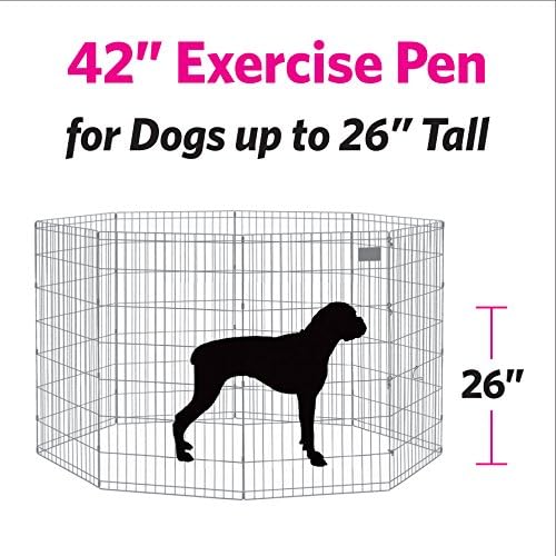 New World Pet Products 42' Foldable Black Metal Dog Exercise Pen No Door