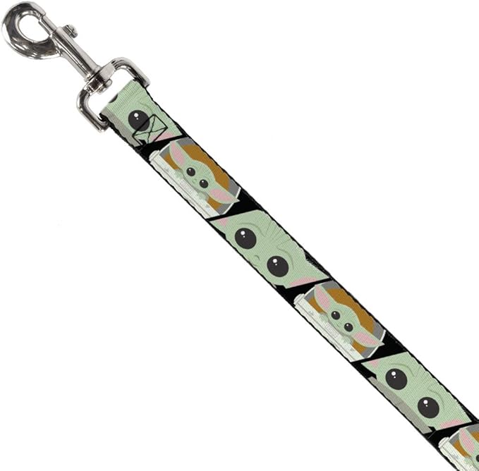 Star Wars Pet Leash, Dog Leash, Star Wars The Child Chibi Face Blocks Black, 4 Feet Long 1.5 Inch Wide