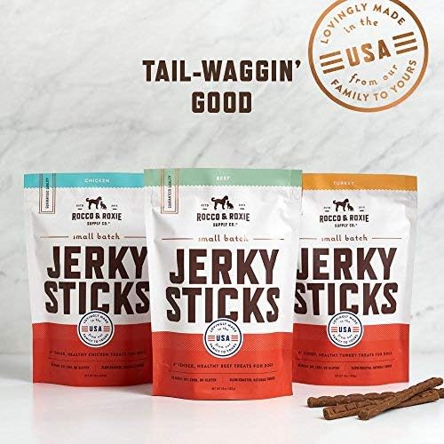 Rocco & Roxie Supply Co. - Jerky Dog Treats - Puppy Supplies - Healthy Treats for Potty Training - High Value Real Meat Slow Roasted Snacks for Small, Medium & Large Dogs & Puppies - Soft Chews