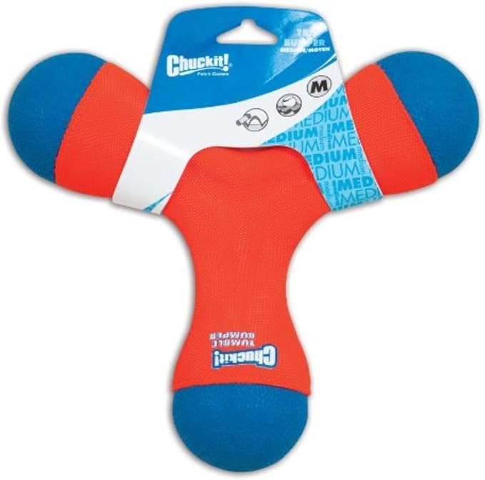 Chuckit! Amphibious Tri-Bumper Fetch Dog Toy, Medium (8.2 Inch),Black