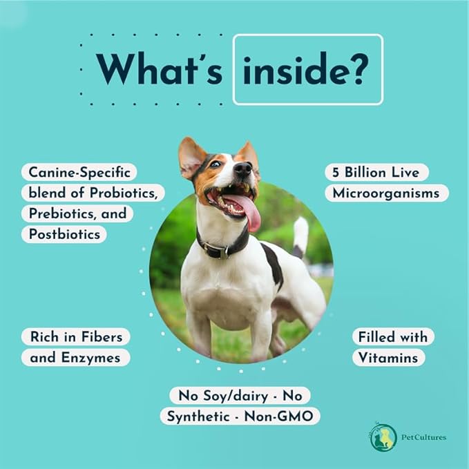 Daily Probiotics for Dogs, Gut Health PRE, PRO, and Post-biotic Powder Supplement with Digestive Enzymes, Dog Probiotics for Digestive Health, 30 Packs