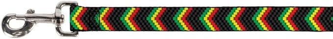 Buckle-Down Pet Leash - Chevron Weave Black/Rasta - 6 Feet Long - 1.5" Wide