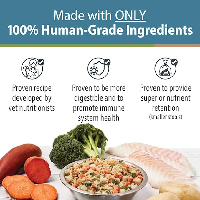 JustFoodForDogs Frozen Fresh Dog Food, Complete Meal or Dog Food Topper, Fish & Sweet Potato Human Grade Dog Food Recipe, 18 oz (Pack of 7)