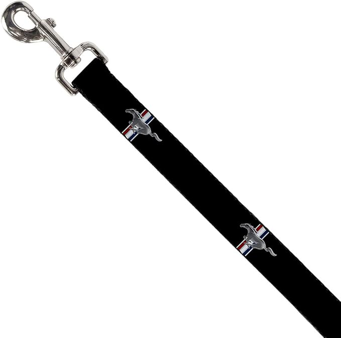 Buckle-Down Pet Leash - Ford Mustang w/Bars Logo REPEAT - 4 Feet Long - 1/2" Wide