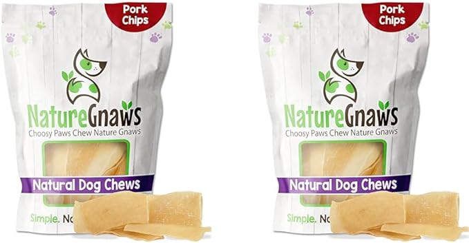 Nature Gnaws Pork Skin Chews for Dogs - Premium Natural Tasty Jerky Treats - Long Lasting Dog Chew Bones - Rawhide Free (Pack of 2)