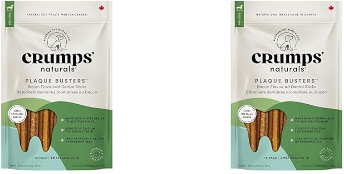 Crumps' Naturals Pbb- Bacon Dental Dog Treats (36 Pack), 4.5"