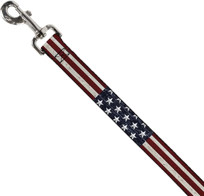 Dog Leash Americana Rustic Stars Stripes 6 Feet Long 0.5 Inch Wide
