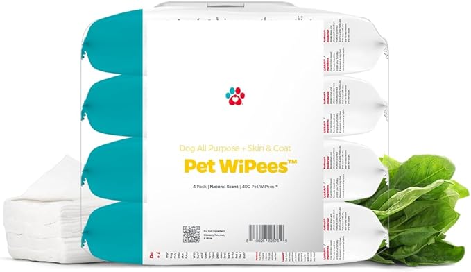 Pet Parents® Pet WiPees™ Dog All Purpose + Skin & Coat Pet Wipes, Pet Wipes for Dogs, Dog Wipes & Puppy Wipes, Paw Wipes for Dogs (100 Count (Pack of 4), Calming)