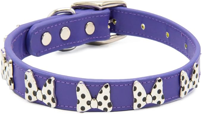 Buckle-Down Dog Collar, Disney, Minnie Mouse Bow with Dots Charms, Extra Large 18 to 24 Inch Length 1.15 Inches Wide