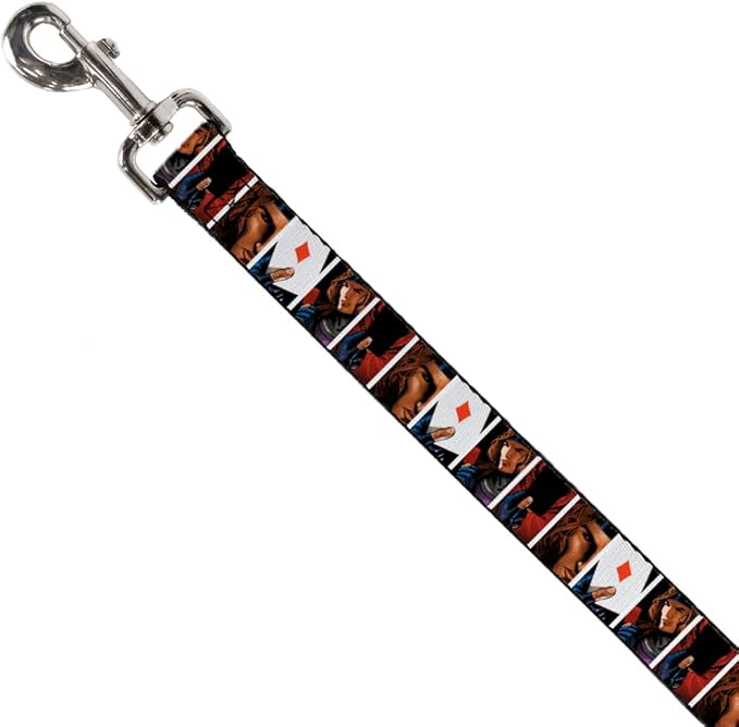 Marvel Comics Pet Leash, Dog Leash, X Men Gambit Cards Pose Blocks, 4 Feet Long 1.0 Inch Wide