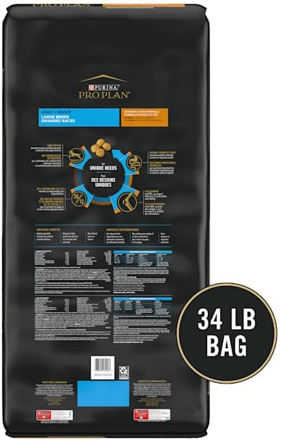 Purina Pro Plan High Protein, Digestive Health Large Breed Dry Dog Food, Chicken and Rice Formula - 34 lb. Bag