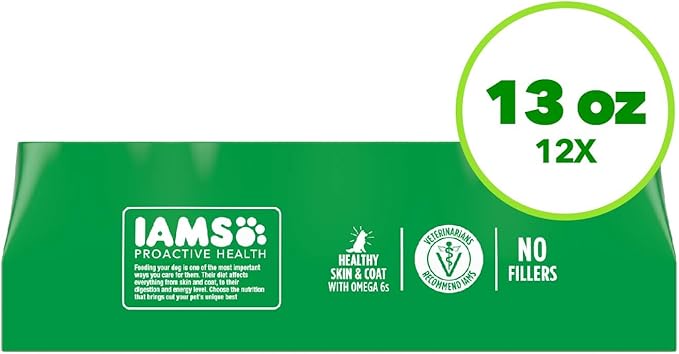 Iams Proactive Health Wet Dog Food, Chicken Chunks in Gravy and Beef Chunks in Gravy, 13 oz., Pack of 12