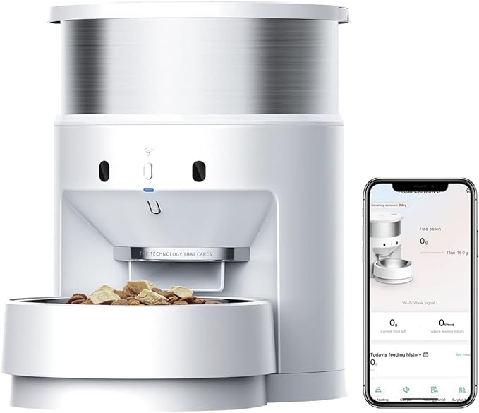 PETKIT Automatic Stainless Steel Dogs Cats Feeder, App Control, Programmable Portion Control 5-200g per Meal & 20s Voice Recorder Pets Smart Dispenser for Medium Large Dogs Cats (3L)