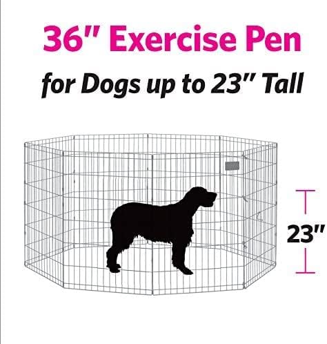 MidWest Homes for Pets Foldable Metal Dog Exercise Pen / Pet Playpen, Gold zinc w/ door, 24'W x 36'H, 1-Year Manufacturer's Warranty