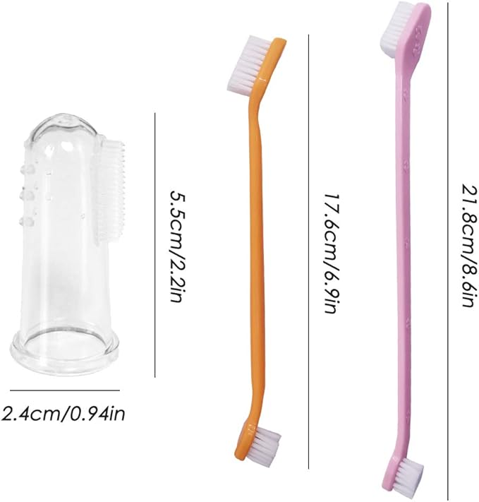 SourceTon Set of 15, Pet Toothbrush Set, 5 Dual Headed Toothbrush Dog Toothbrush and 10 Finger Toothbrush, for Dental Care of Dog & Cat