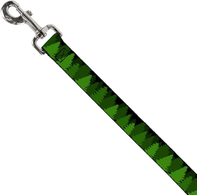 Dog Leash Pine Tree Silhouettes Black Greens 6 Feet Long 0.5 Inch Wide