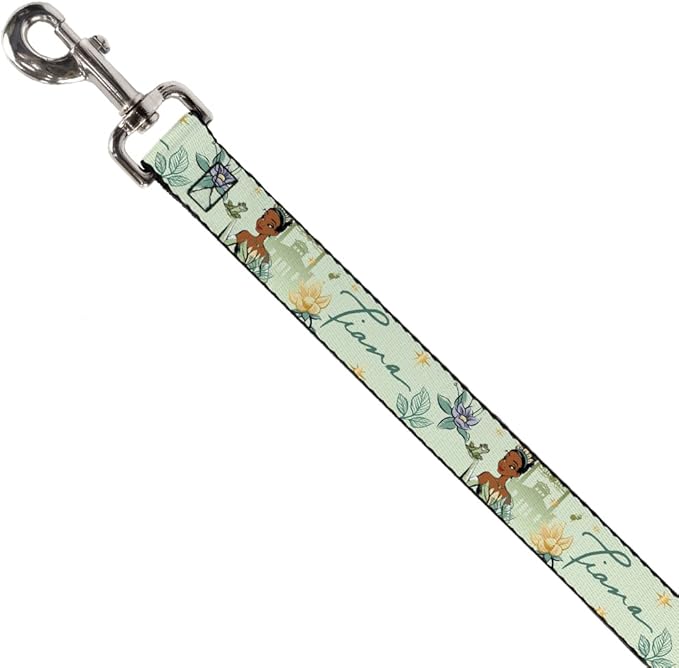 Dog Leash The Princess and The Frog Tiana Palace Pose with Script Green 6 Feet Long 1.5 Inch Wide