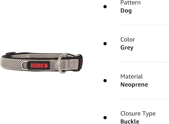 KONG Comfort Neoprene Padded Dog Collar offered by Barker Brands Inc. (Medium, Grey)