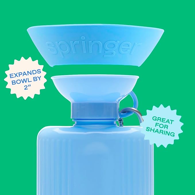 Springer Splash Shield for Mini, Classic, Growler Dog Travel Bottles - Mess Proofer & Bowl Expander for Large Breeds - BPA-Free Silicone (Not Compatible with Flip Bottle) – Sky Blue