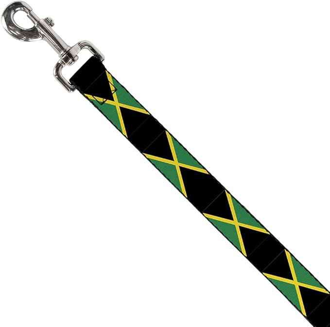 Dog Leash Jamaica Flags 4 Feet Long 1.0 Inch Wide