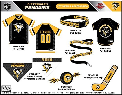 Pets First NHL Pittsburgh Penguins PEN-4006-XXLNHL Pet Jersey - Pittsburgh Penguins Dog Jersey, XX-Large. A Premium Big Jersey for Dogs & Cats to Look just Like The Real Hockey Player, Black, XX-Large