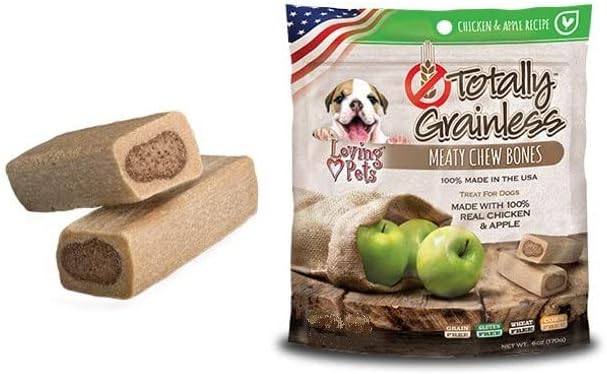Loving Pets Totally Grainless - Chicken and Apple Meaty Chew Bones for Dogs (for Small Dogs Less Than 20 lbs), 6oz