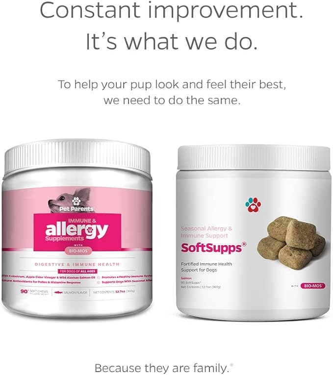 Pet Parents® Allergy SoftSupps® Immune Support for Dogs with Omega 3 Fish Oil for Dogs & Probiotics for Dogs for Dog Itch Relief & Dog Immune Support, Dog Allergy Chews for Itch Relief for Dogs, 90ct