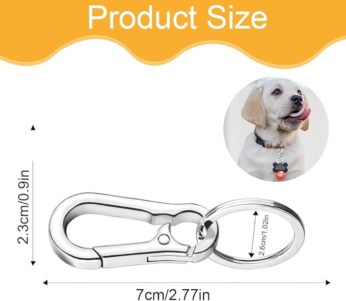 3PCS Dog Tag Clip, Ring Pet Tag Clip for Collar Personalized Dog Name Tag Heavy Duty Quick Clip Dog Tags Dog ID Tag Clip for Cat Dog Harnesses Collar Accessories