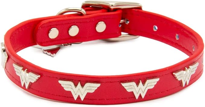 Buckle-Down Dog Collar, DC Comics, Wonder Woman with WW Icon Charms, Extra Large 18 to 24 Inch Length 1.15 Inches Wide
